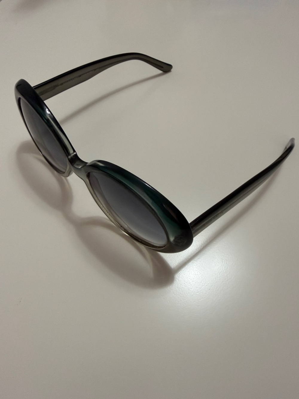 Valentino Oval Sunglasses in Green and Gray